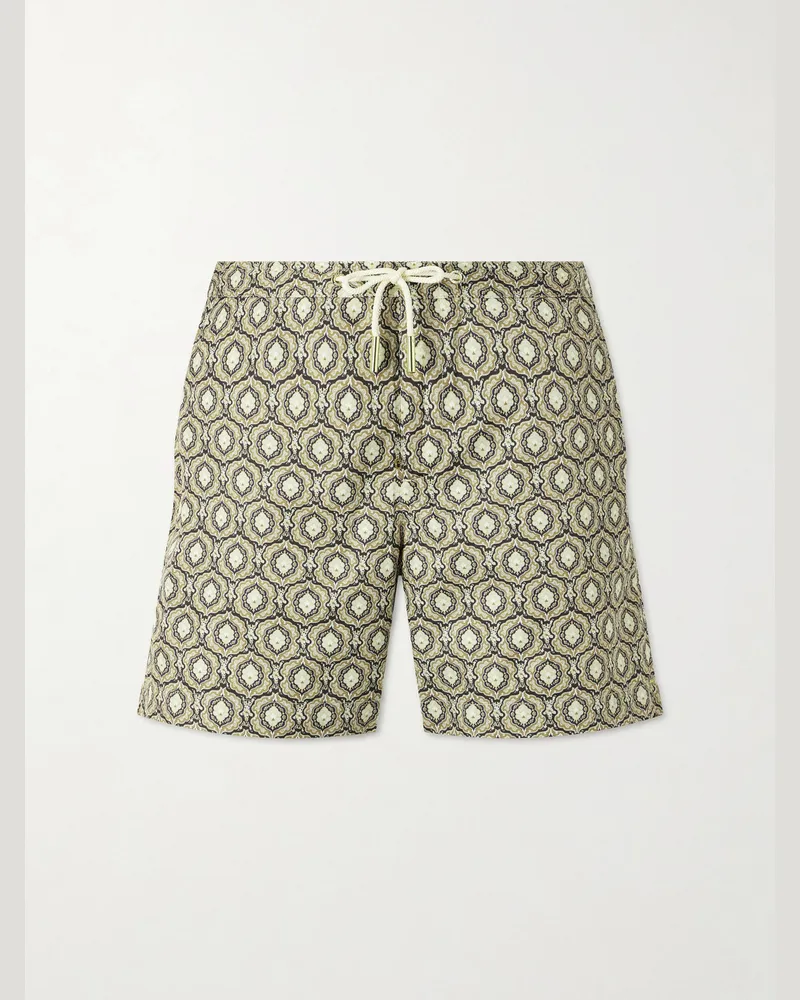 Orlebar Brown Bulldog Passetto Straight-Leg Mid-Length Printed Swim Shorts Green