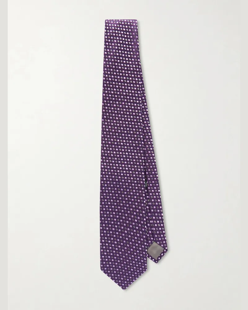 Charvet 8.5cm Silk-Jacquard Tie Purple