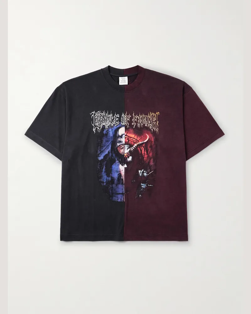 VETEMENTS Cradle of Filth Oversized Panelled Printed Cotton-Jersey T-Shirt Red
