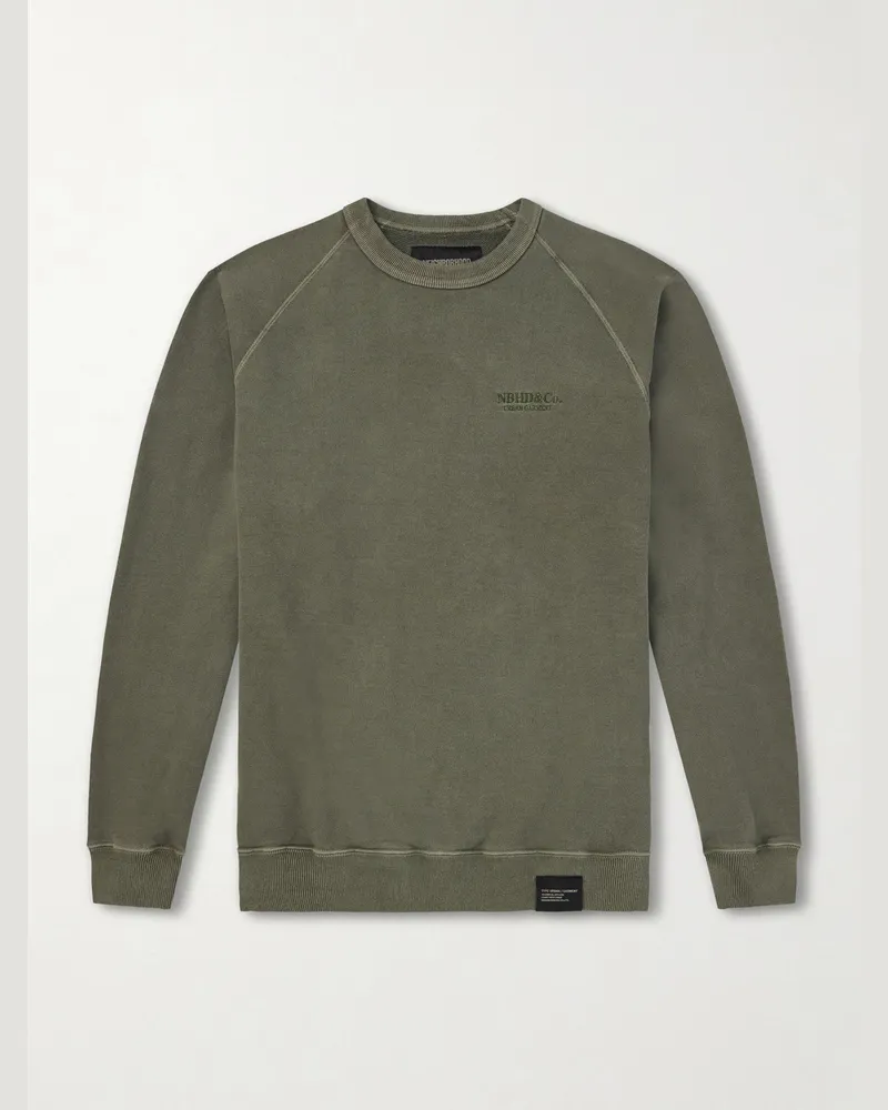 Neighborhood Sweatshirt aus Baumwolle in Pigmentfärbung Grün