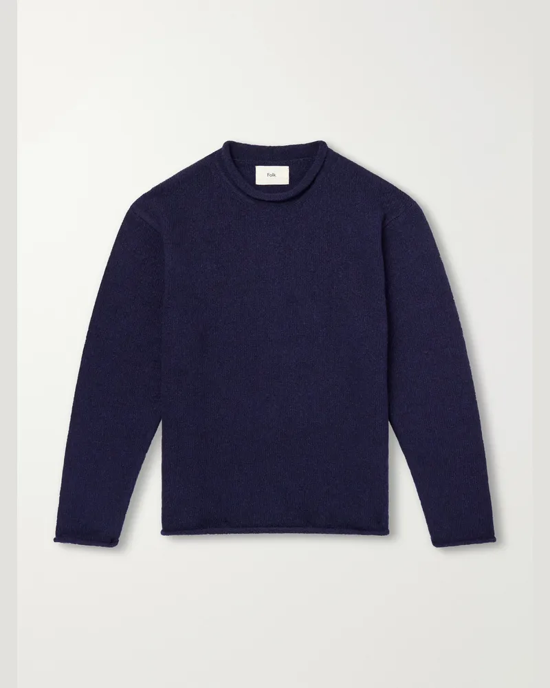 Folk Slouch Wool-Blend Sweater Blue