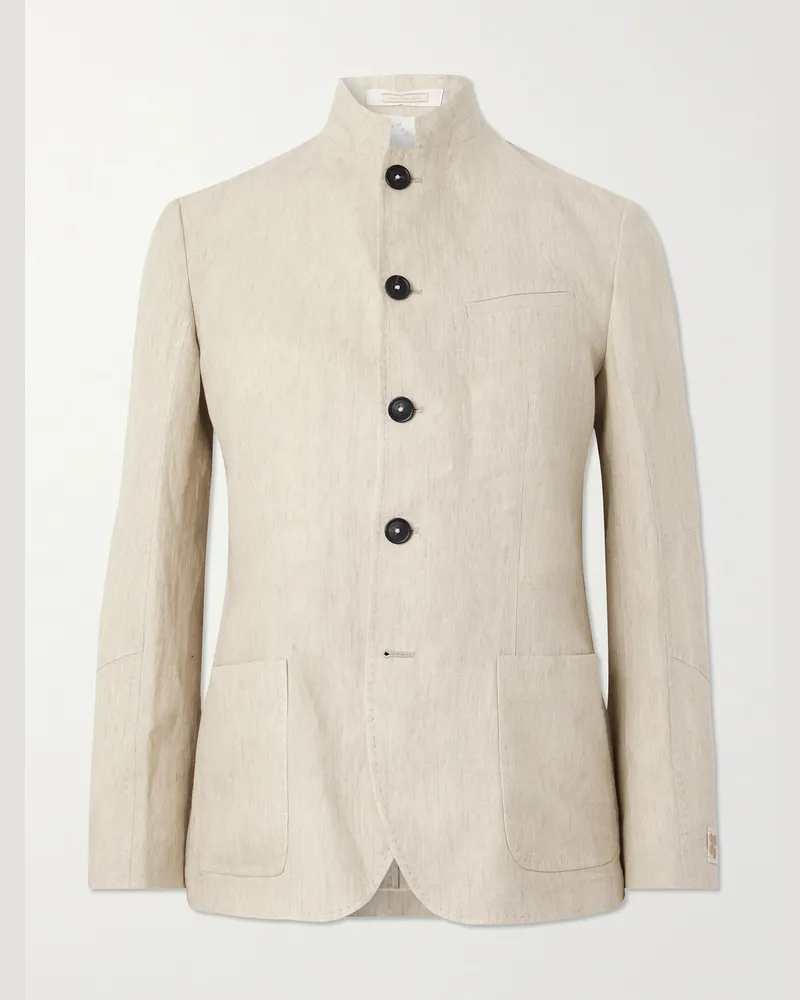 Massimo Alba Gstaad Hemdjacke aus Leinen mit Stehkragen Neutral