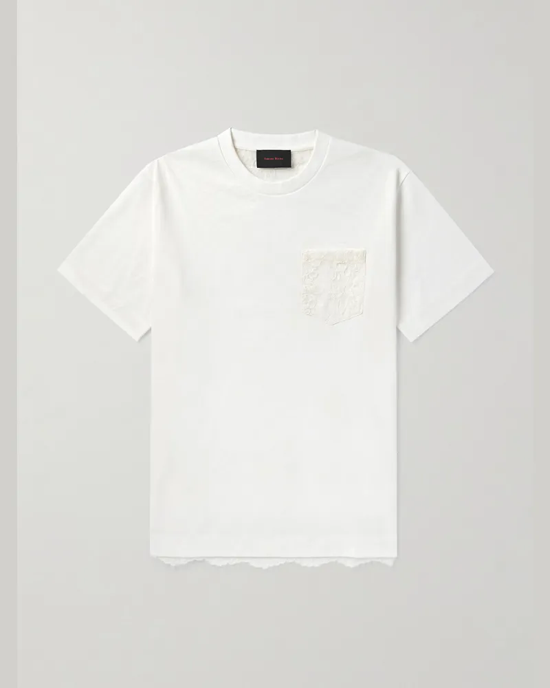 Simone Rocha T-Shirt aus Baumwoll-Jersey mit Details aus Spitze Weiß