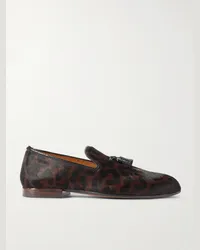 Tom Ford Loafers aus Leder in Ponyhaaroptik mit Leopardenprint, Lederbesatz und Troddeln Braun