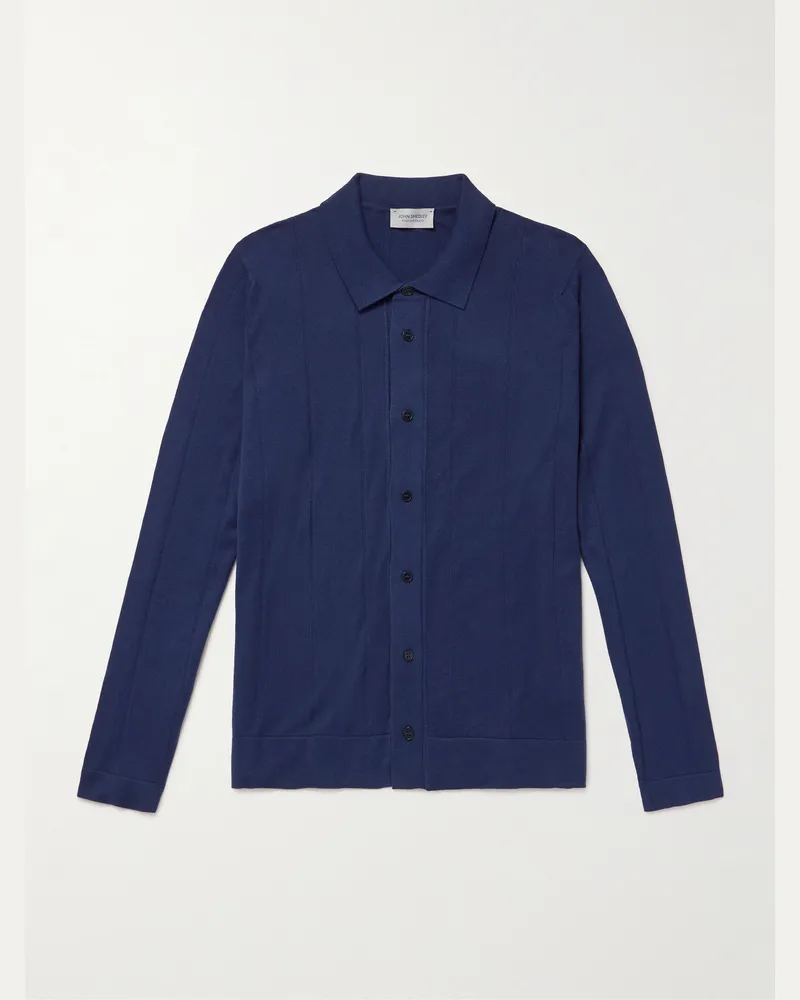 John Smedley Floyd Sea Island Cotton Cardigan Blue