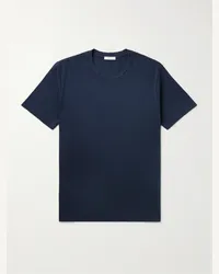 Boglioli T-Shirt aus Baumwoll-Jersey in Stückfärbung Blau