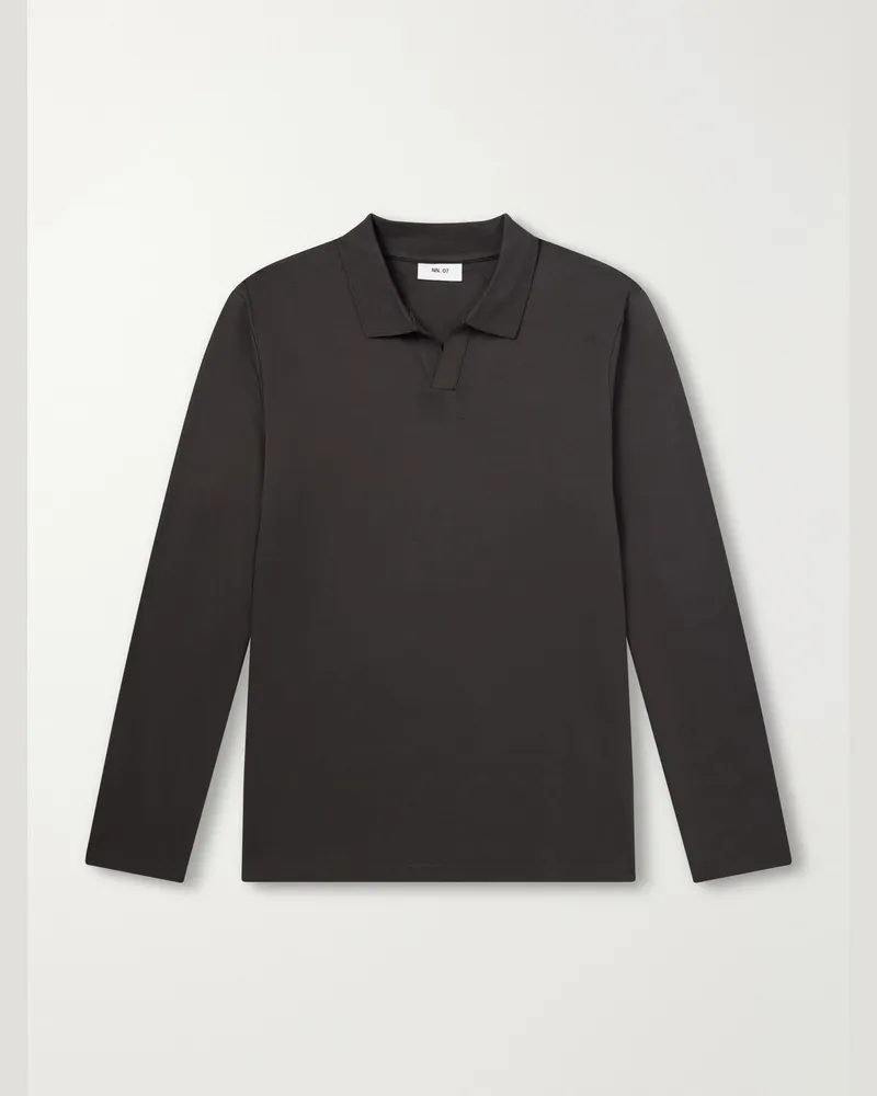 NN 07 Paul 3525 Organic Cotton-Jersey Polo Shirt Brown