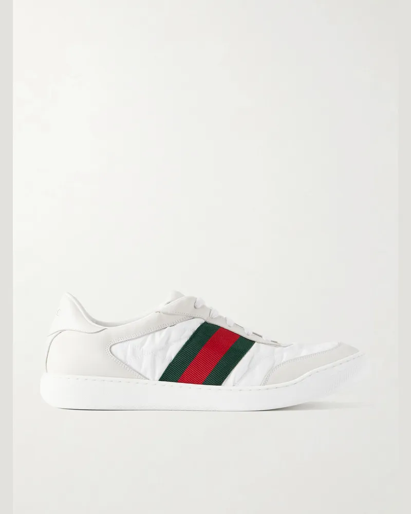 Gucci Screener 2.0 Suede-Trimmed Shell Sneakers White