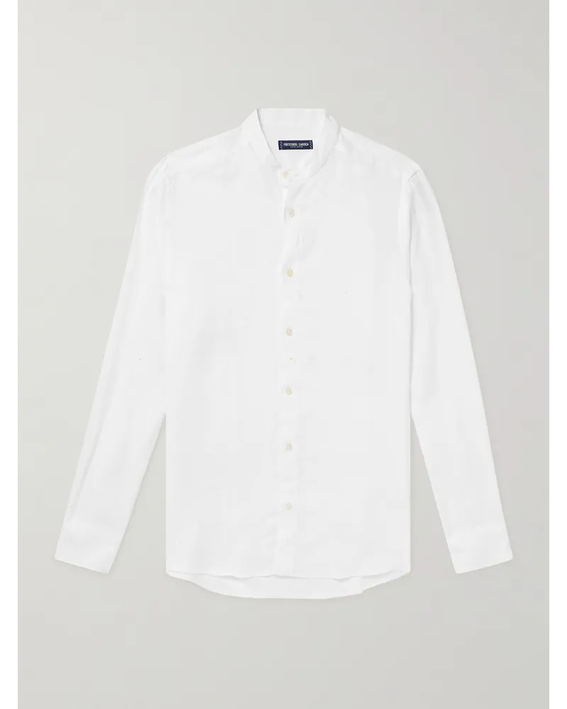 Frescobol Carioca Jorge Hemd aus Leinen mit Stehkragen Weiß