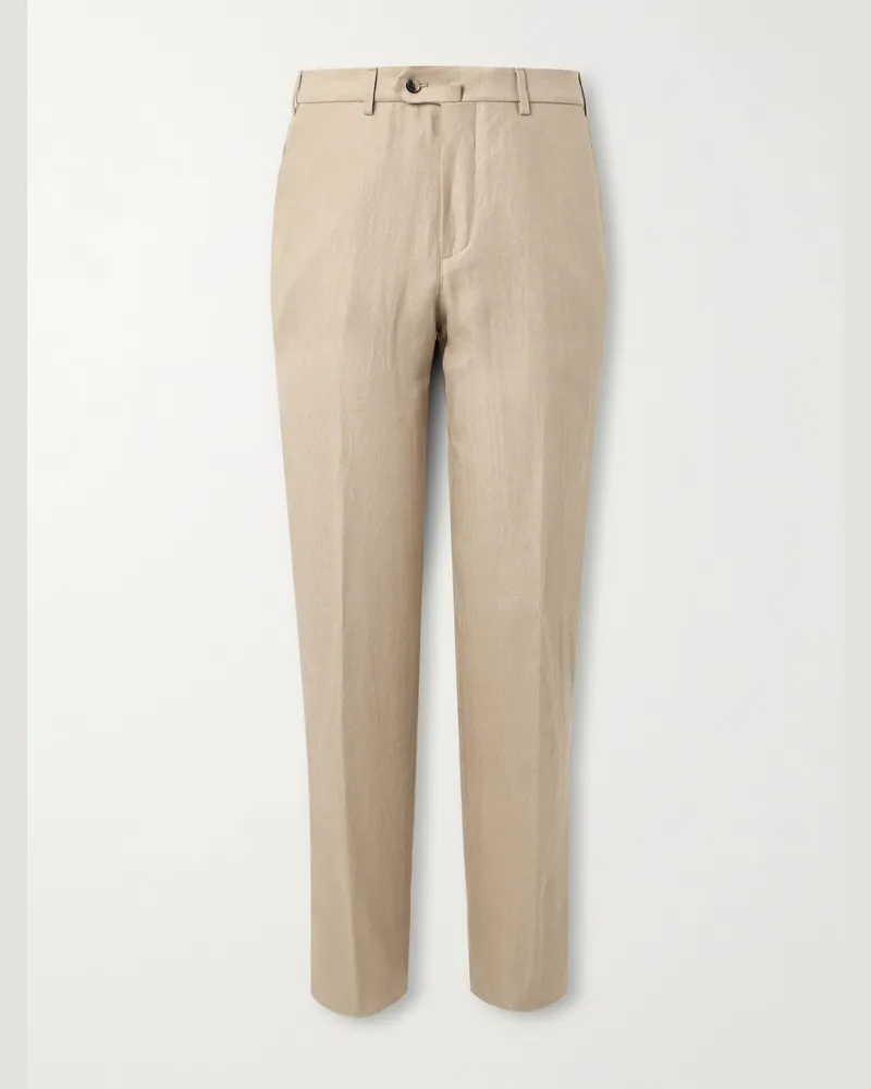 Loro Piana Carlo Straight-Leg Linen Suit Trousers Neutrals