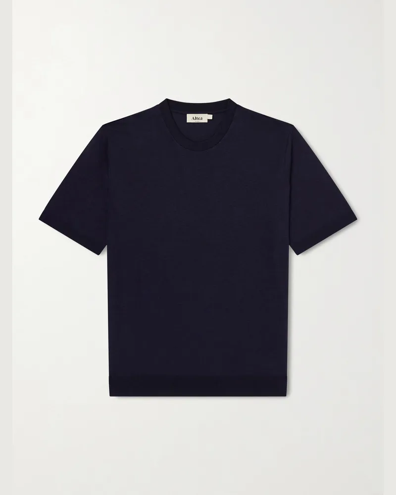 Altea Cecil Lyocell and Cotton-Blend Jersey T-Shirt Blue