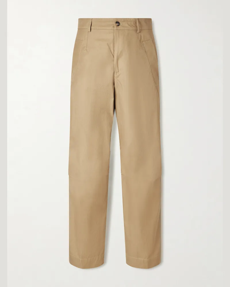 Dries van Noten Gerade geschnittene Hose aus Baumwoll-Twill Braun