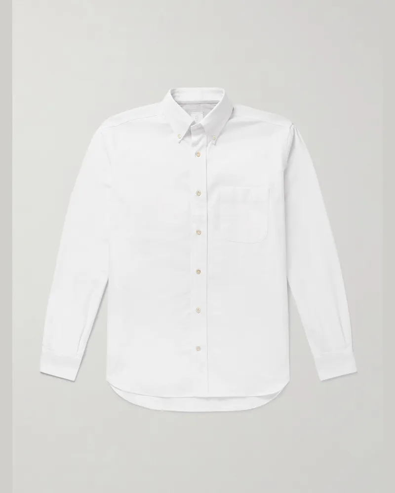 Eleventy Hemd aus Baumwoll-Oxford mit Button-Down-Kragen Weiß