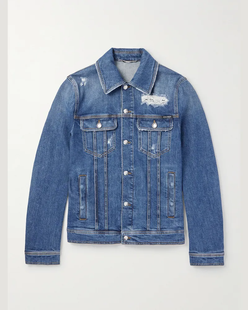 Dolce & Gabbana Schmal geschnittene Jeansjacke Blau