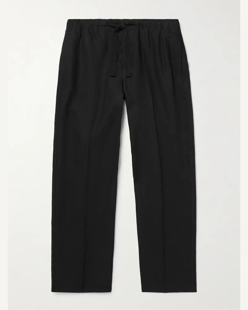 Orlebar Brown Alex schmal zulaufende Hose aus Leinen mit Kordelzugbund Schwarz