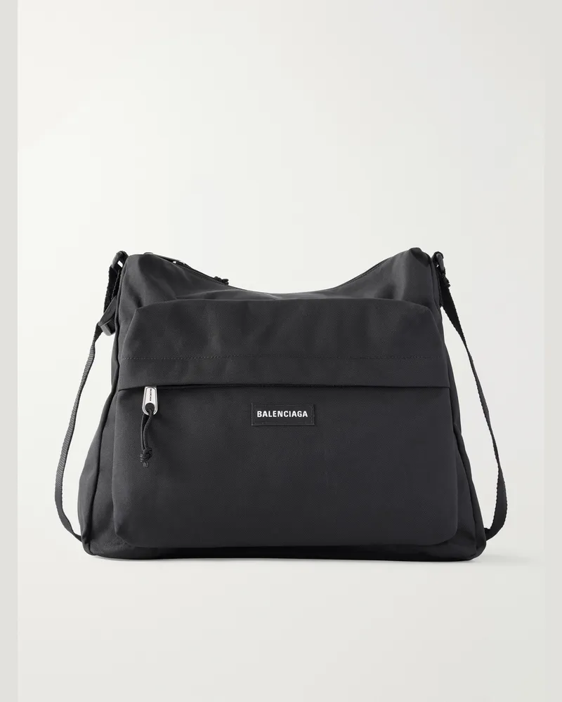 Balenciaga Explorer Logo-Appliquéd Canvas Messenger Bag Black