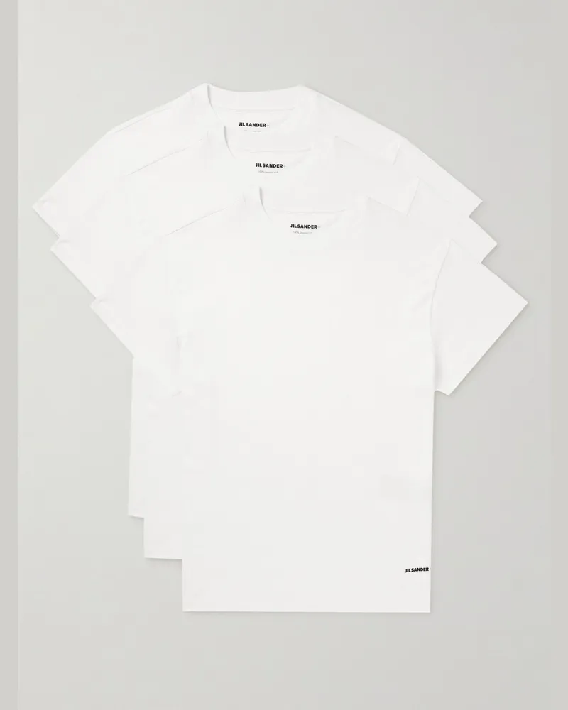 Jil Sander Set aus drei T-Shirts aus Biobaumwoll-Jersey Weiß