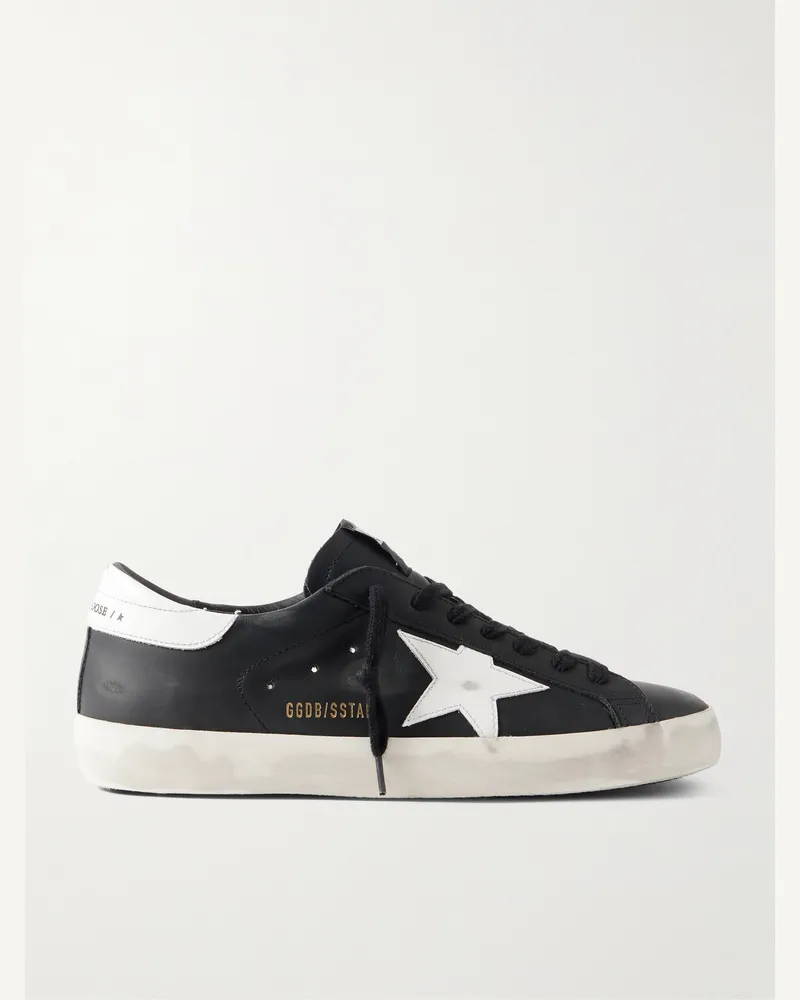 Golden Goose Super-Star Distressed Leather Sneakers Black