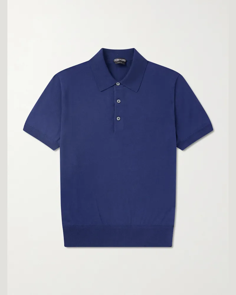 Tom Ford Cotton Polo Shirt Blue