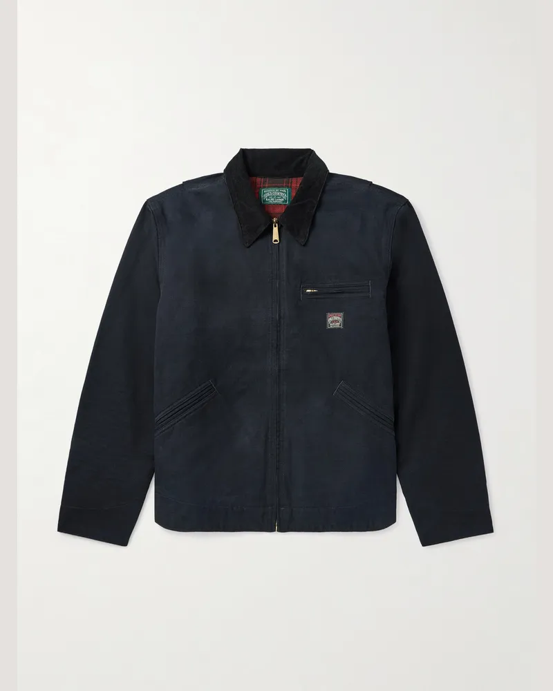 Ralph Lauren Feldjacke aus wattiertem Baumwoll-Canvas mit Cordbesatz und Logoapplikation Schwarz