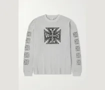 Printed Waffle-Knit Cotton Sweater