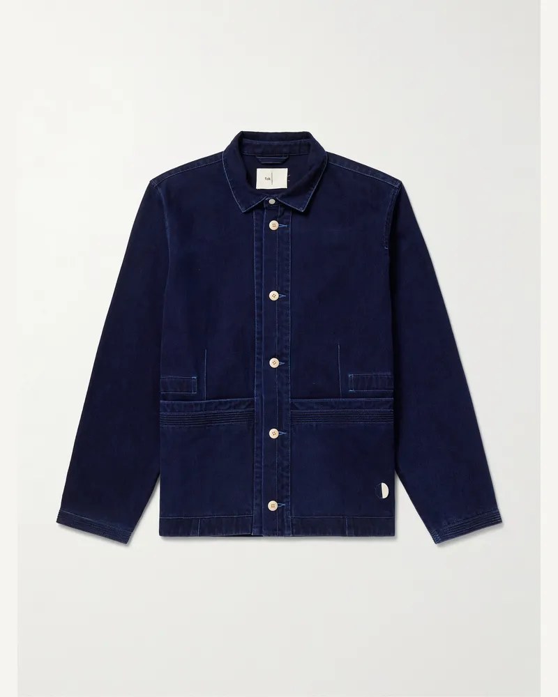 Folk Anniversary Jacke aus Baumwolle Blau