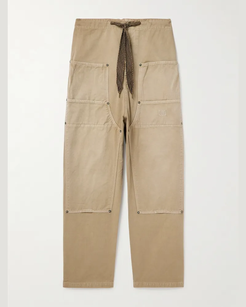 KAPITAL Katsuragi weit geschnittene Hose aus Baumwoll-Twill mit Kordelzugbund Neutral
