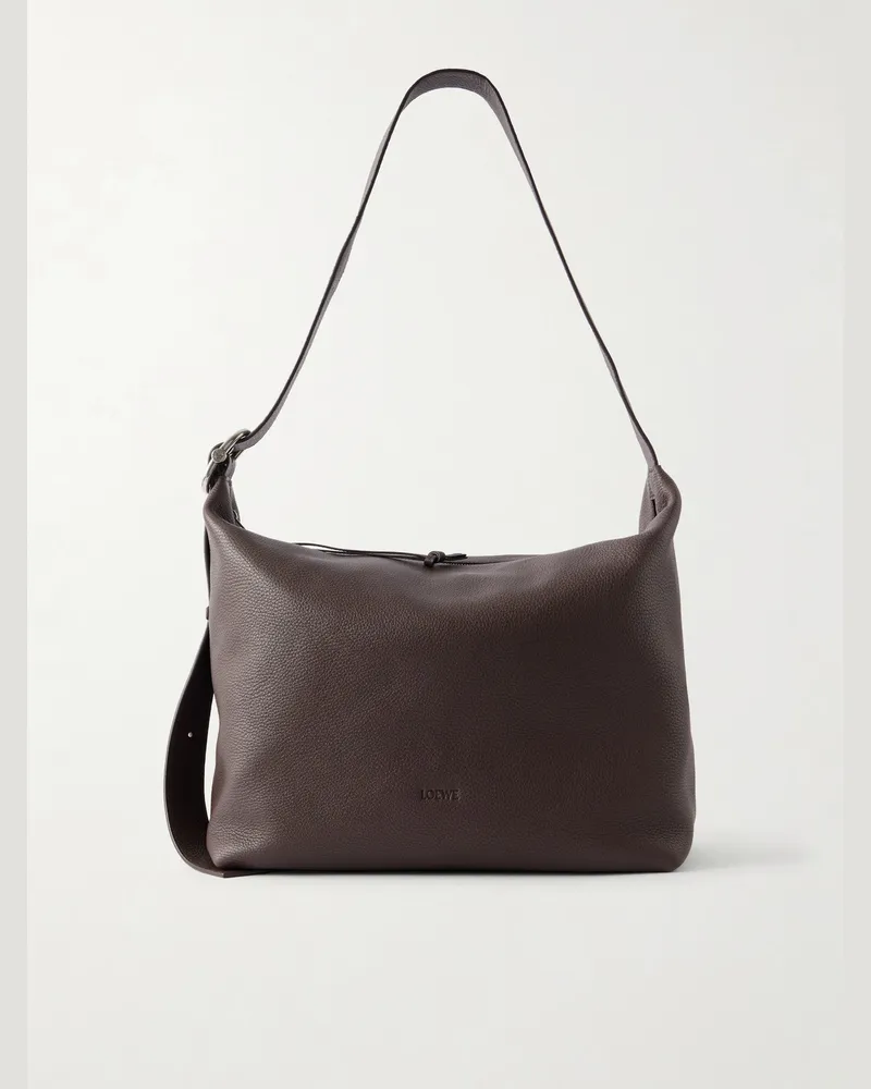 Loewe Loop Large Logo-Debossed Leather Shoulder Bag Brown