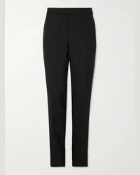 Ralph Lauren Straight-Leg Pleated Wool Tuxedo Trousers Schwarz