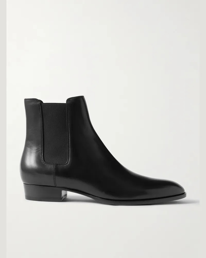 Saint Laurent Wyatt Leather Chelsea Boots Black