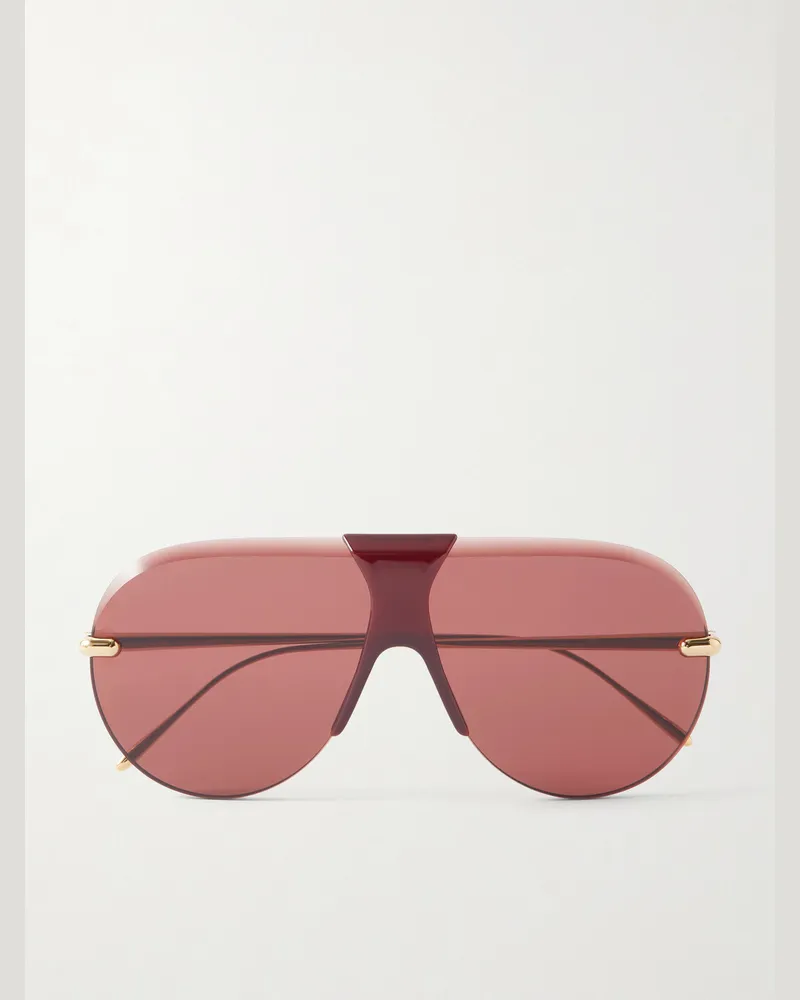 Loewe Aviator-style gold-tone and tortoiseshell acetate sunglasses Red
