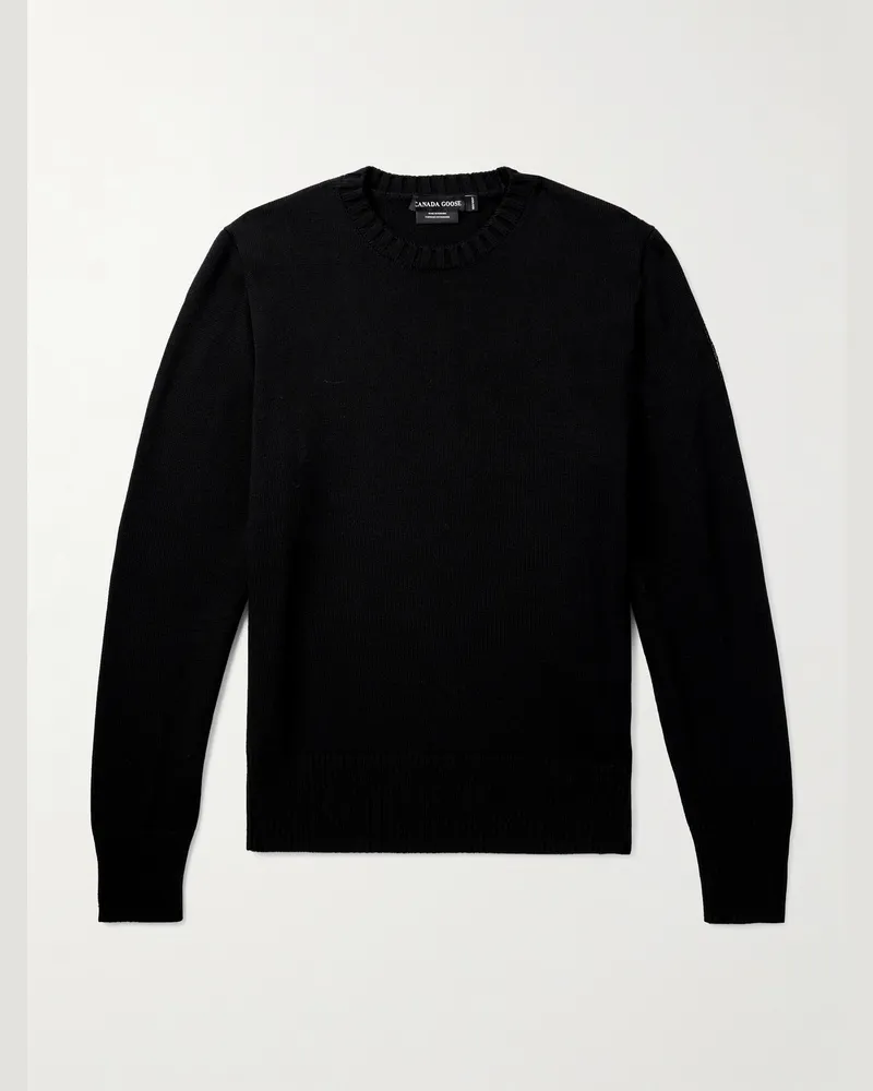 Canada Goose Rosseau Logo-Appliquéd Wool Sweater Black