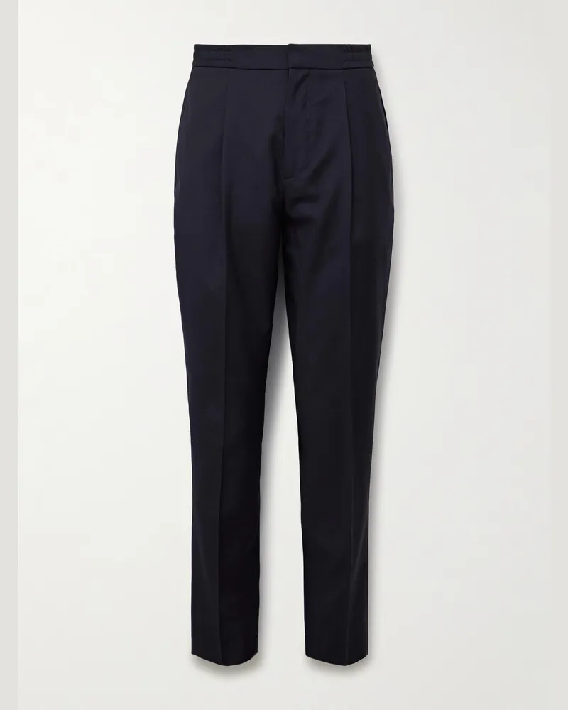 Officine Generale Drew schmal zulaufende Bundfaltenhose aus Schurwoll-Crêpe Blau