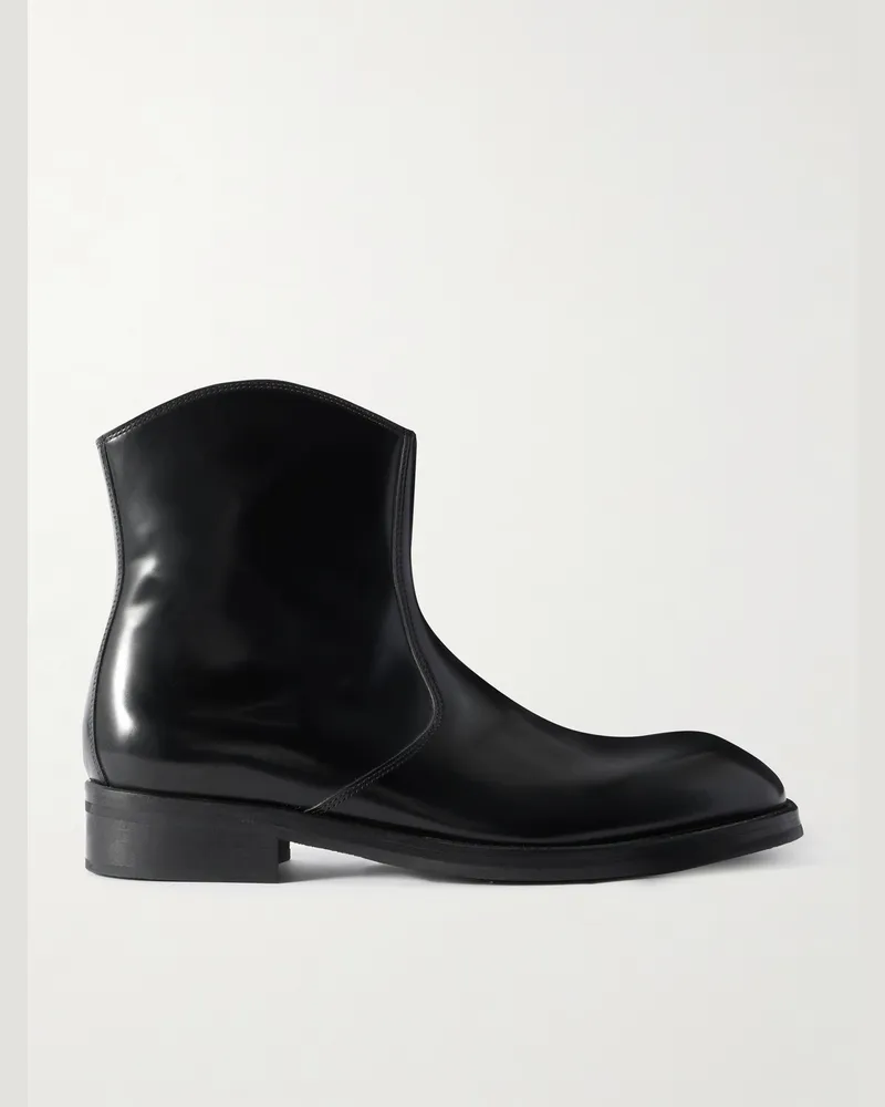 Christophe Lemaire Leather Boots Black