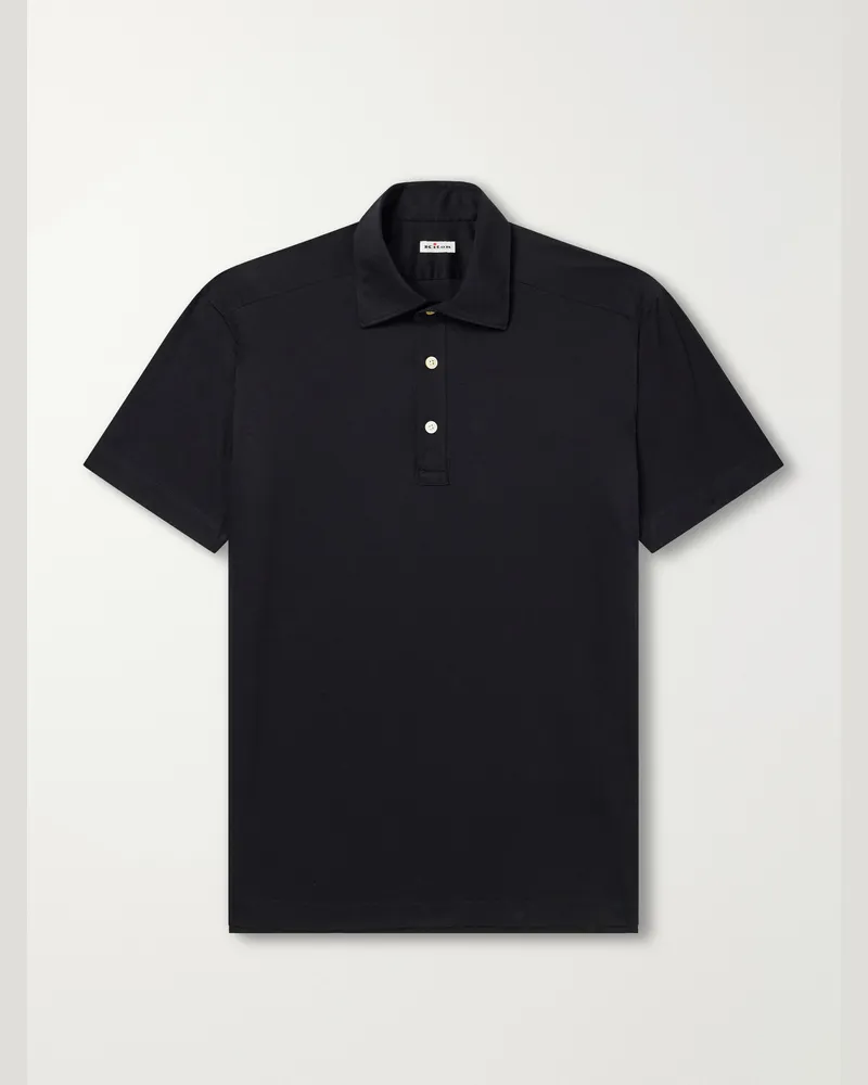 Kiton Cotton-Jersey Polo Shirt Black