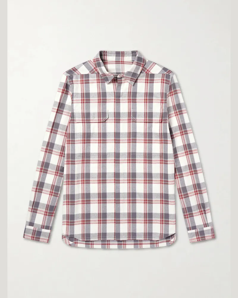 Rick Owens Kariertes Hemd aus Baumwollflanell Rot