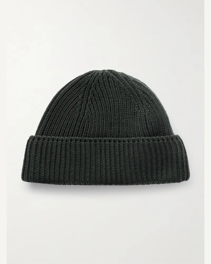 S.N.S Herning Fender Beanie aus Schurwolle in Rippstrick Grün