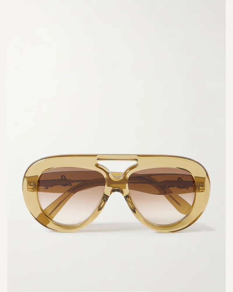 Loewe Curvy Aviator-Style Acetate Sunglasses Yellow