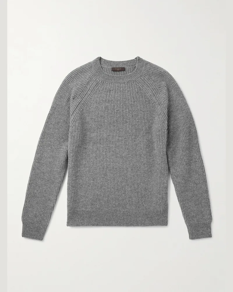 Slowear Incotex Zanone Ribbed Virgin Wool Sweater Gray