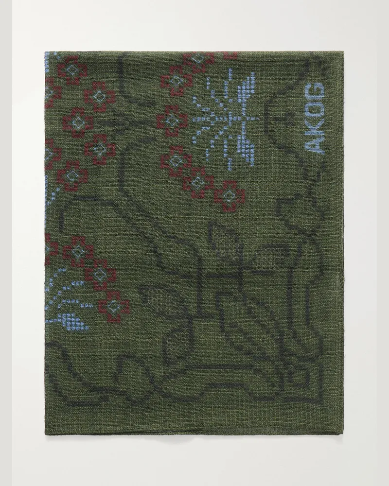 A Kind Of Guise Luz Printed Wool Scarf Green