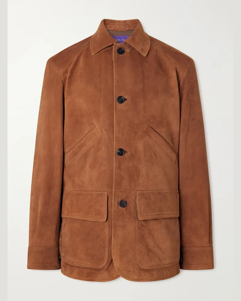 Ralph Lauren Hollis Panelled Suede Jacket Brown