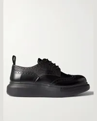 Alexander McQueen Brogues aus Leder mit überstehender Sohle Schwarz