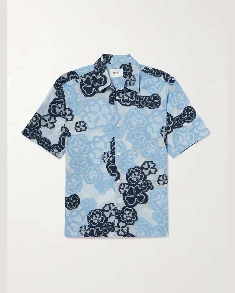 NN 07 Freddy 50075 Fil Coupé-Voile Shirt Blue