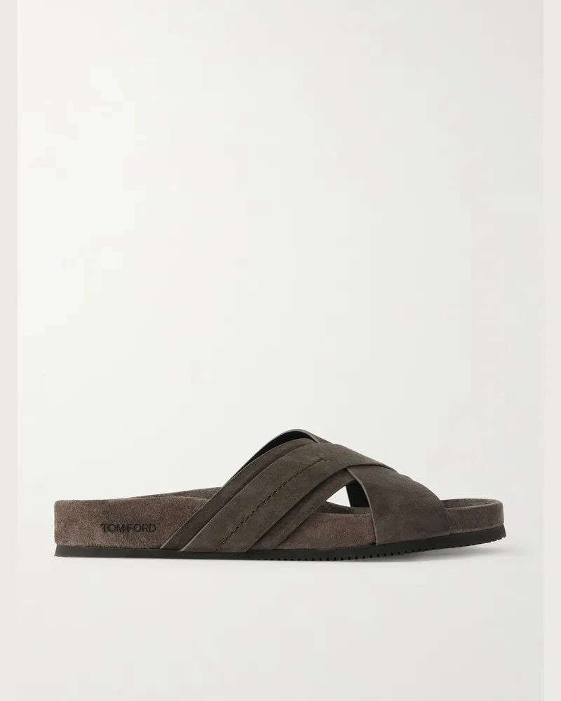 Tom Ford Wicklow Suede Sandals Gray
