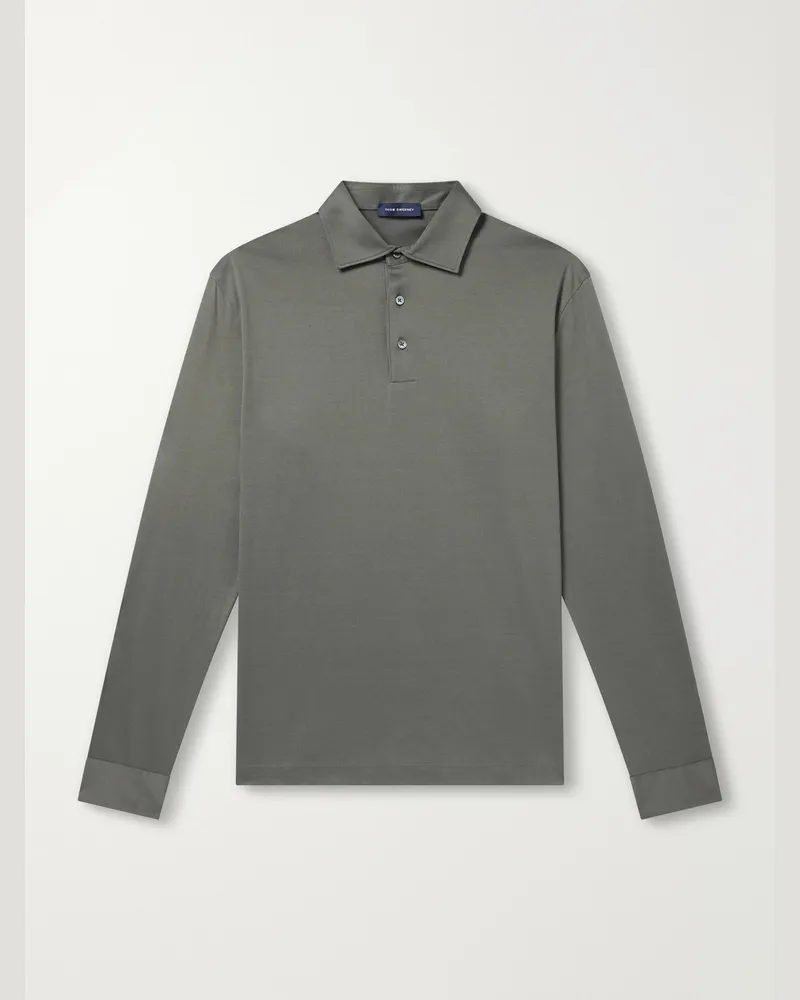 Thom Sweeney Cotton-Jersey Polo Shirt Green