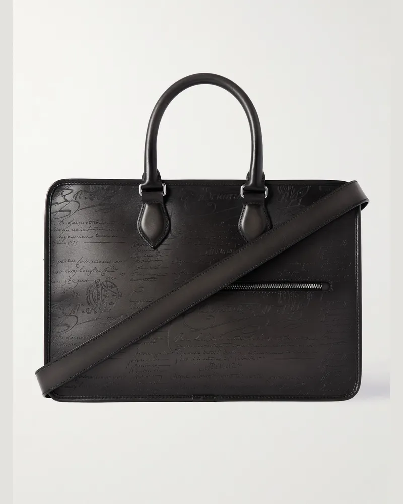 Berluti Un Jour Mini Scritto Leather Briefcase Black