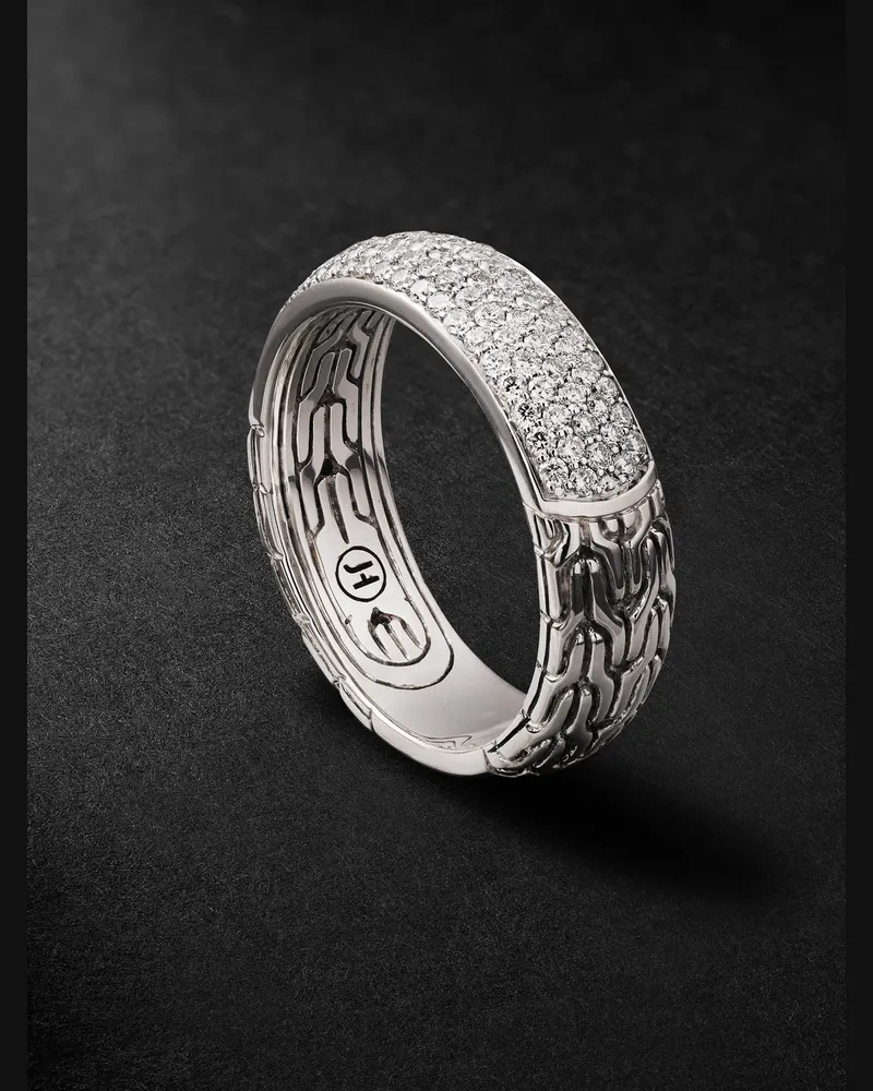 John Hardy JH Essential Sterling Silver Diamond Ring Silver