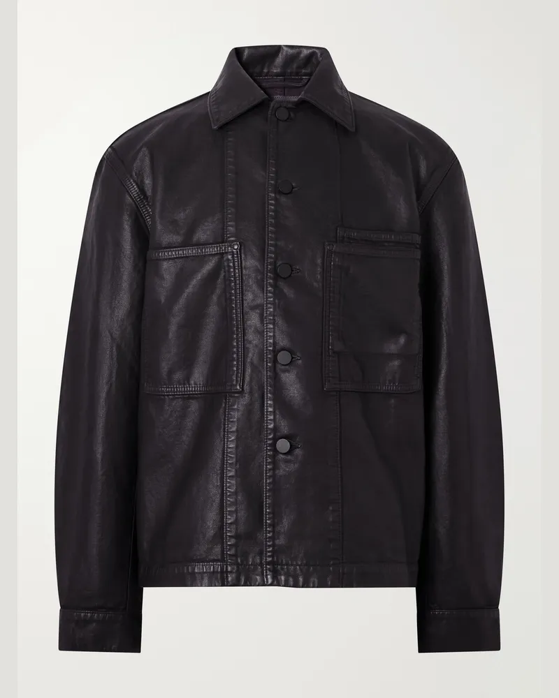 Christophe Lemaire Coated Cotton-Twill Overshirt Black