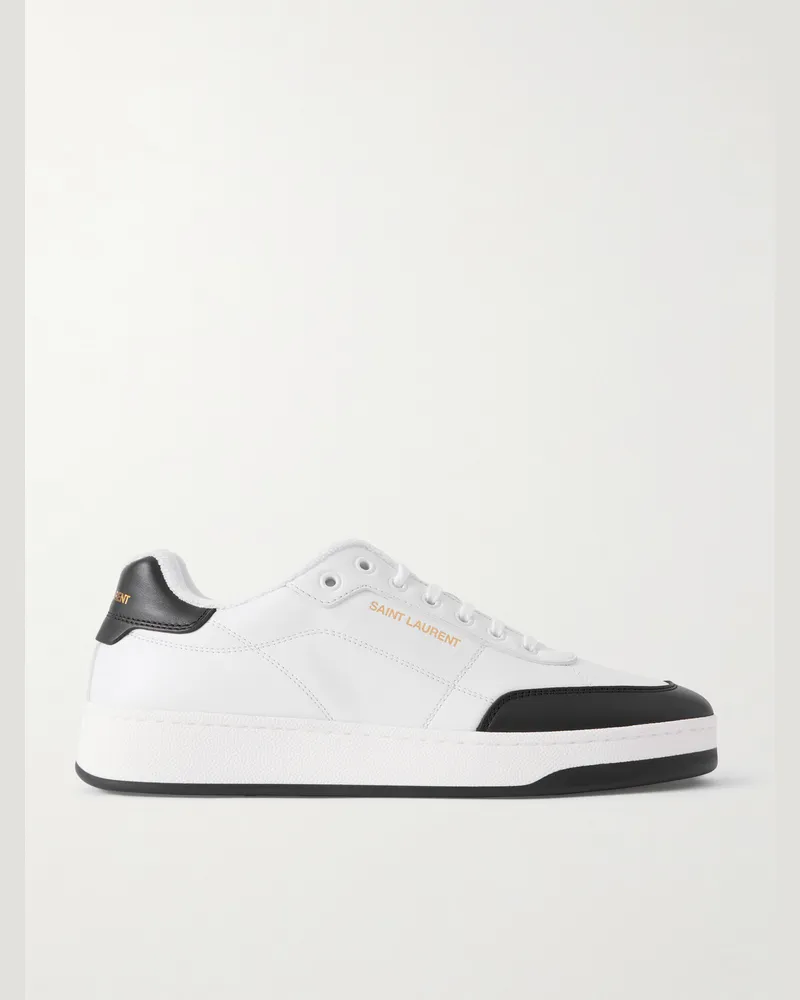 Saint Laurent SL/61 zweifarbige Sneakers aus Leder Weiß