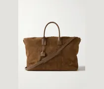 Leather-Trimmed Suede Tote Bag